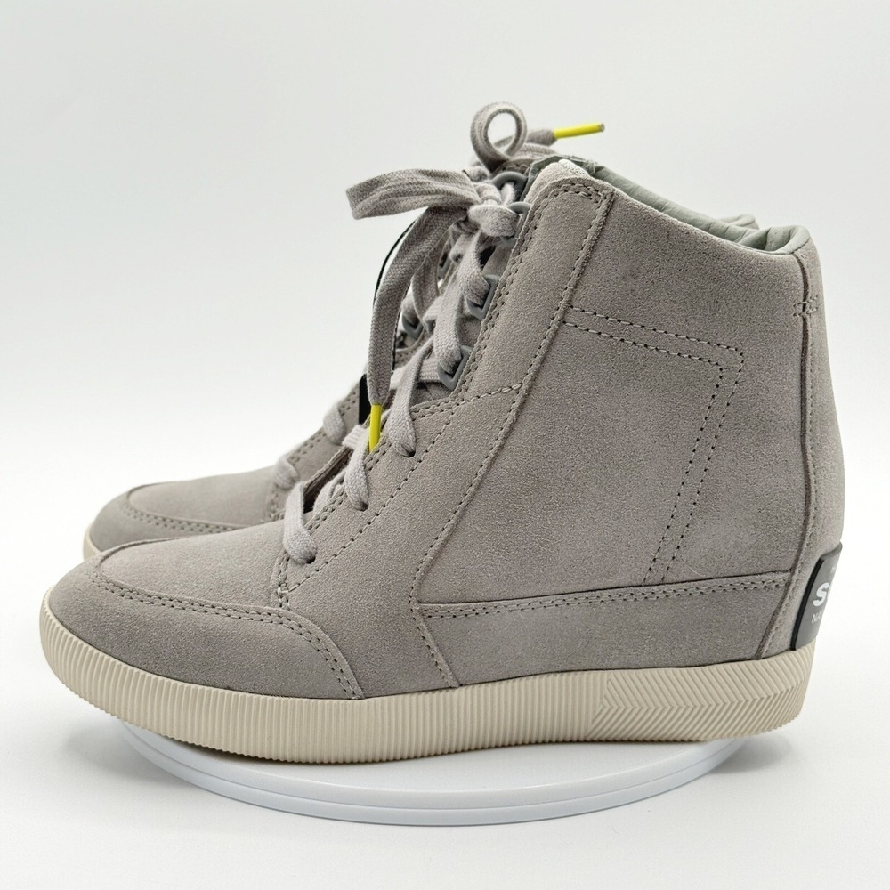 Sorel Out N About Wedge Size 7.5 Dove Quarry Grey Waterproof Suede Sneaker Boots